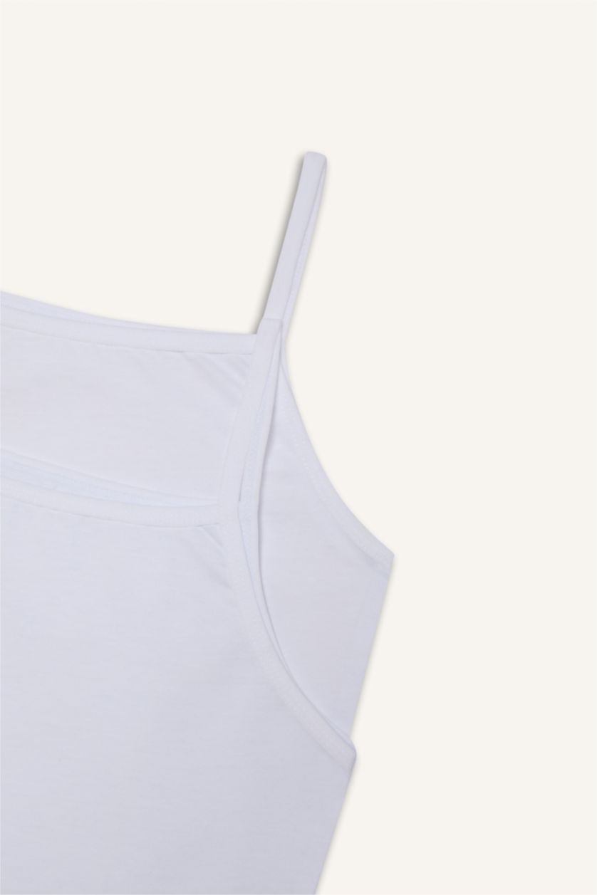 بناتي أبيض أندر شيرت بناتي قصة عادية - قطعتين