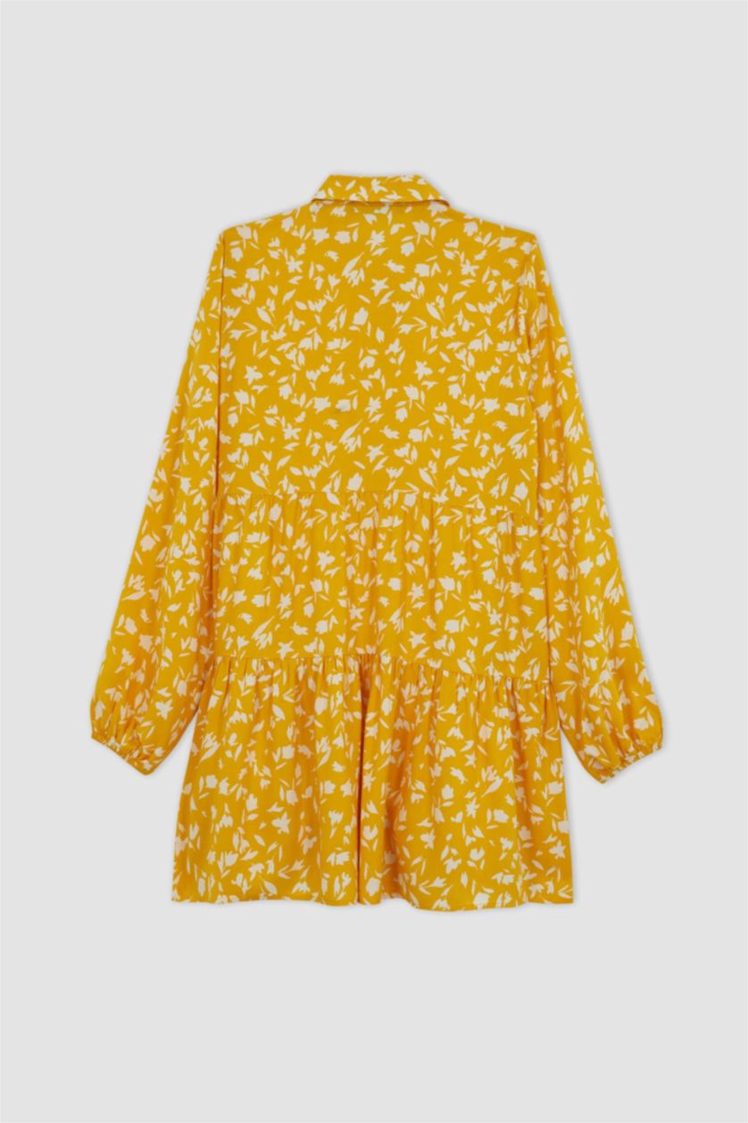 حريمي أصفر تونيك مطبوع كم طويل