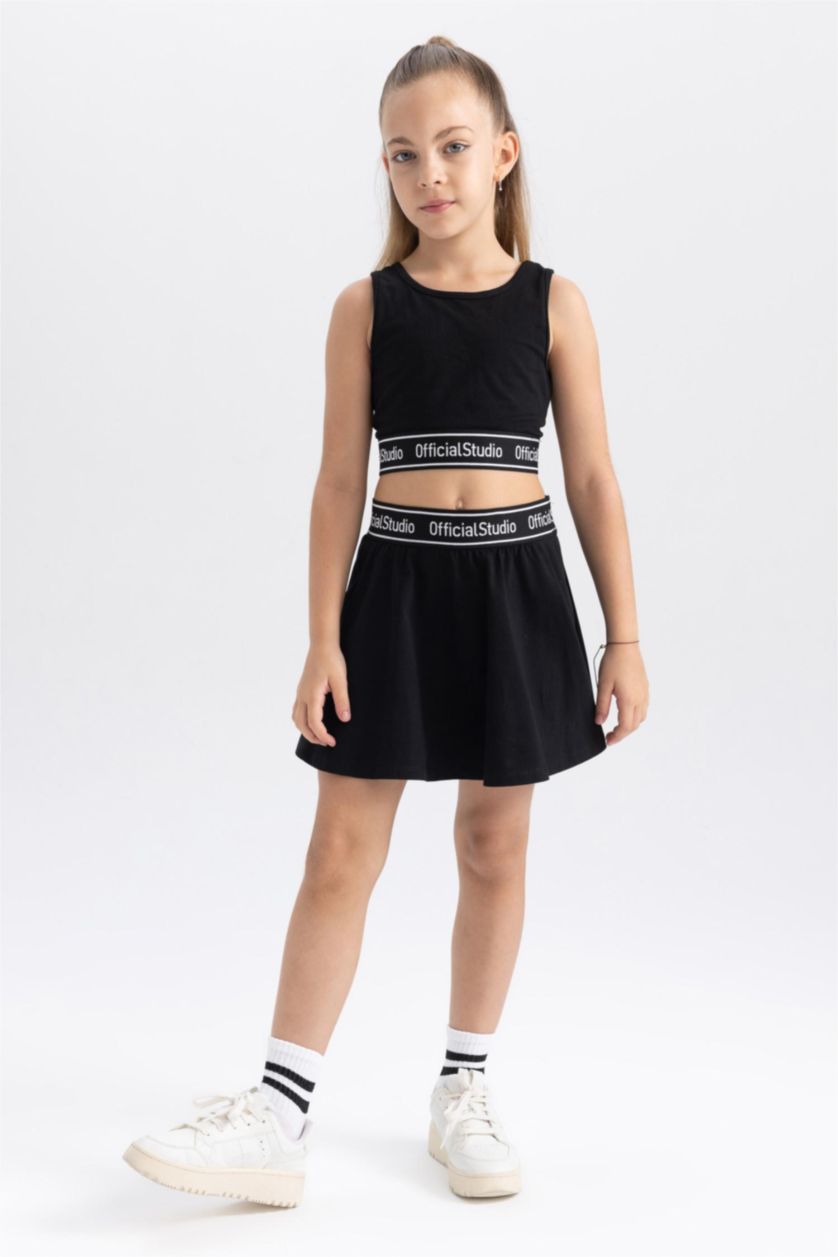 FILLES Noir Jupe-Short en coton pour Fille