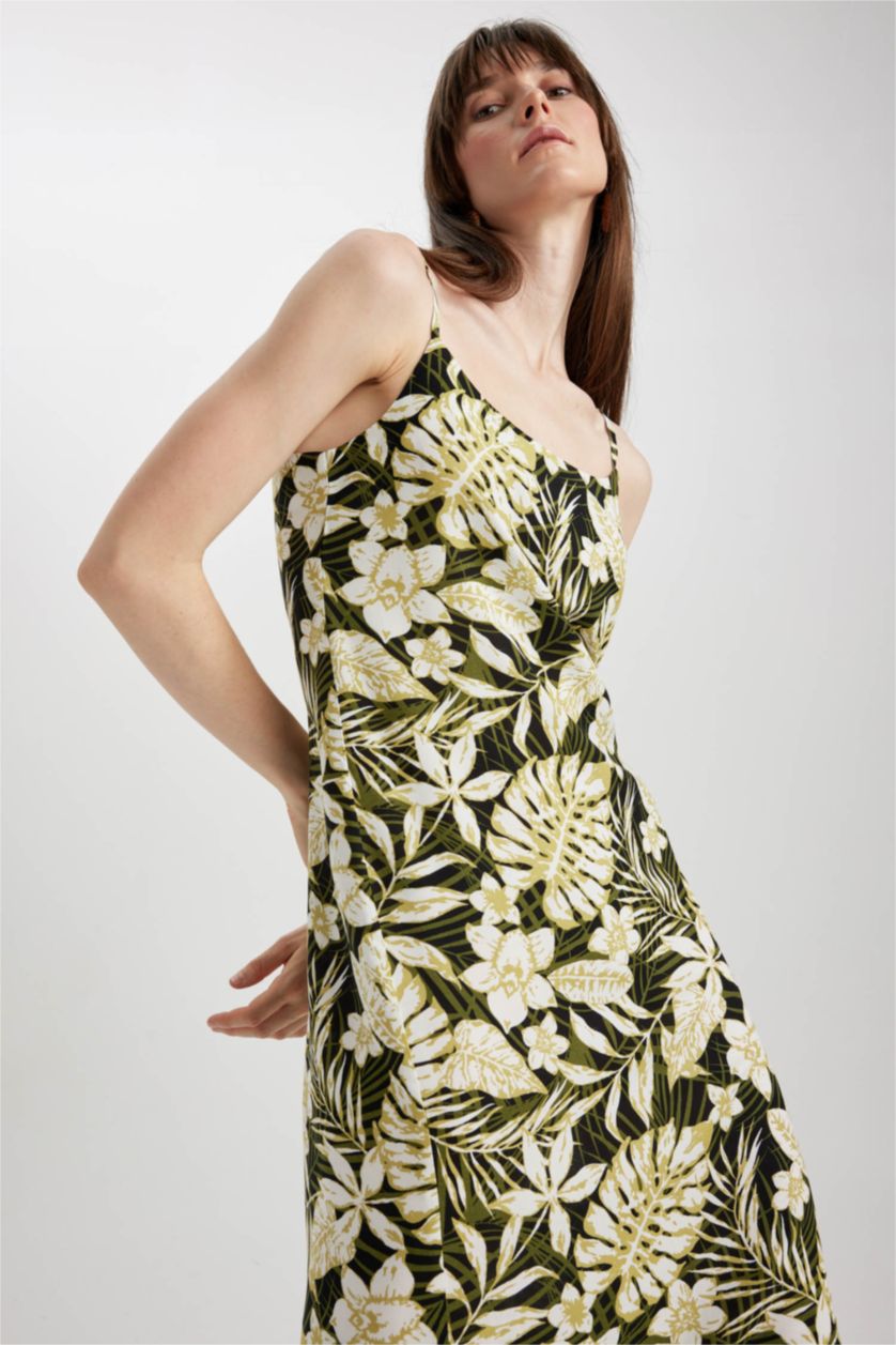 FEMME Vert Robe Midi coupe régulière à Manches Courtes Col Carré