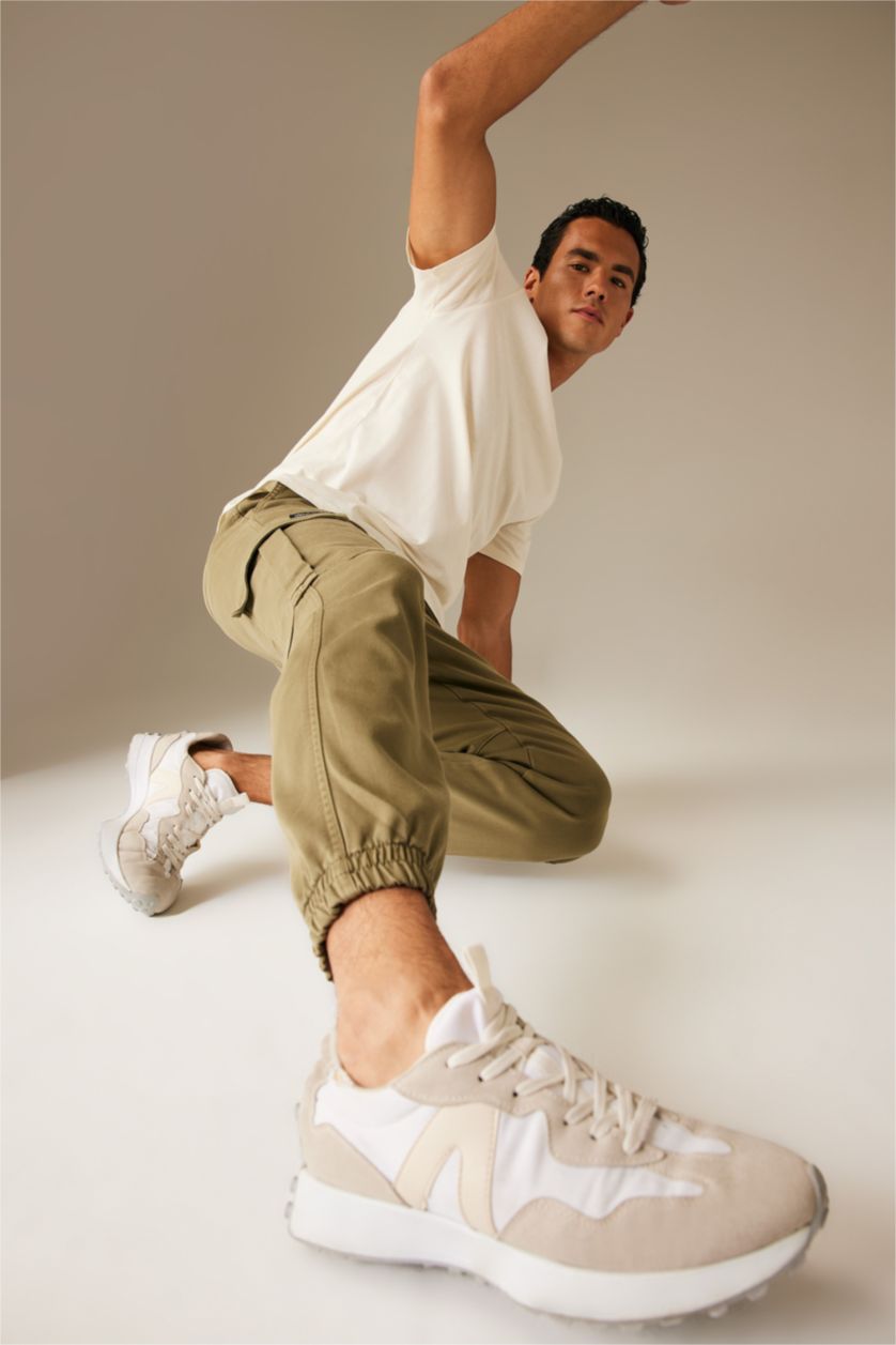 Erkek Haki Regular Kargo Jogger Pantolon