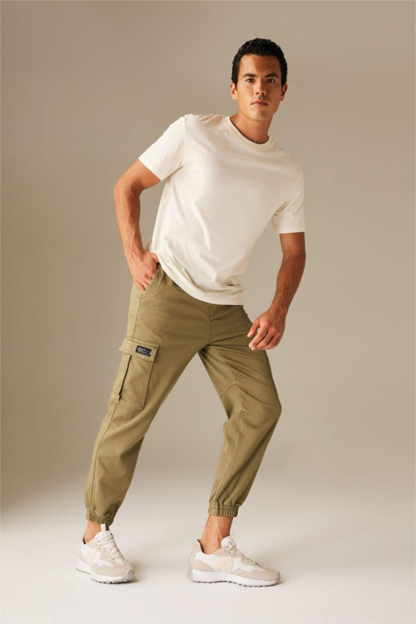 Erkek Haki Regular Kargo Jogger Pantolon