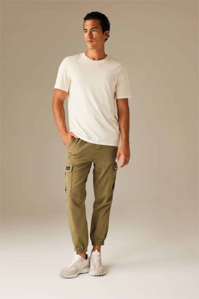 Erkek Haki Regular Kargo Jogger Pantolon