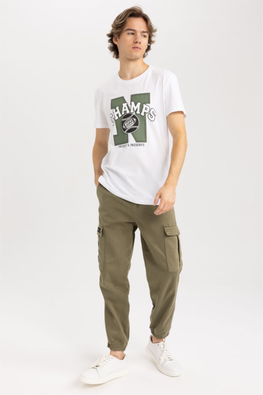 Erkek Haki Regular Kargo Jogger Pantolon