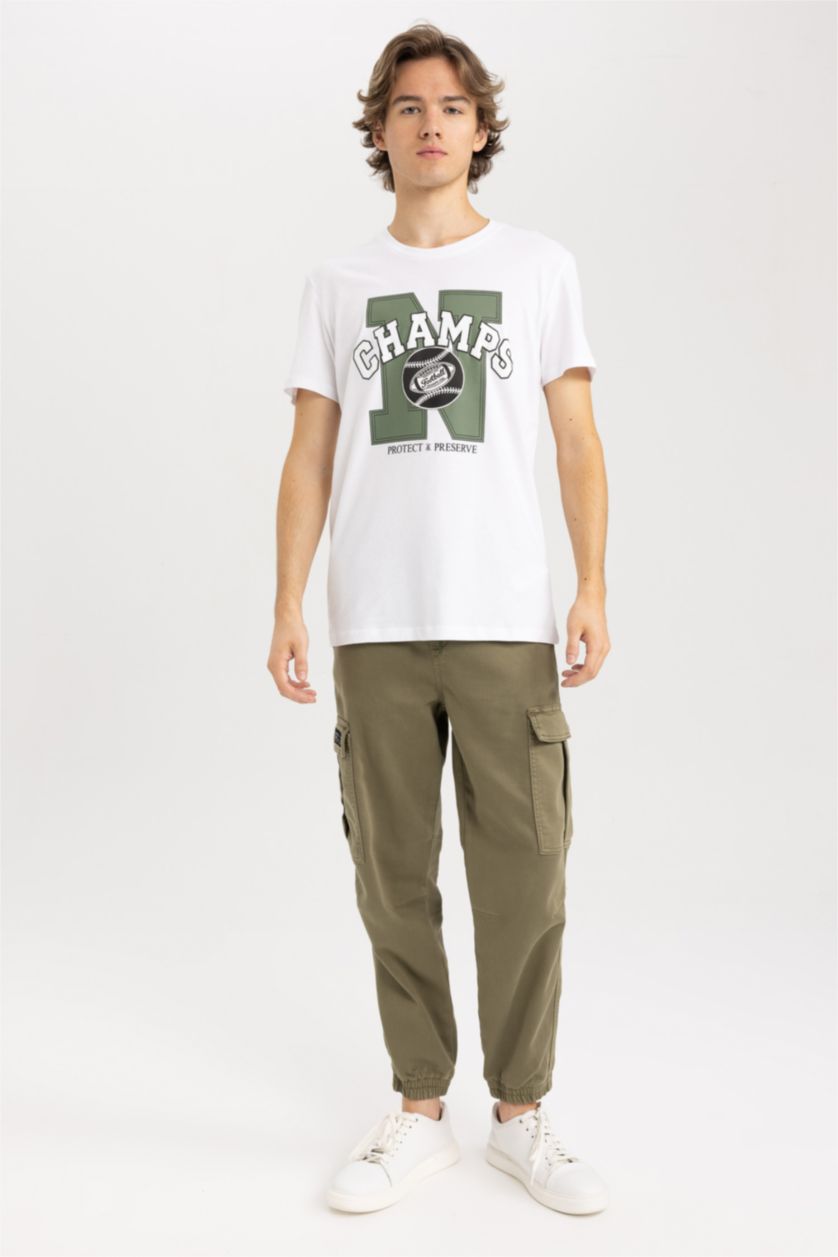 Erkek Haki Regular Kargo Jogger Pantolon