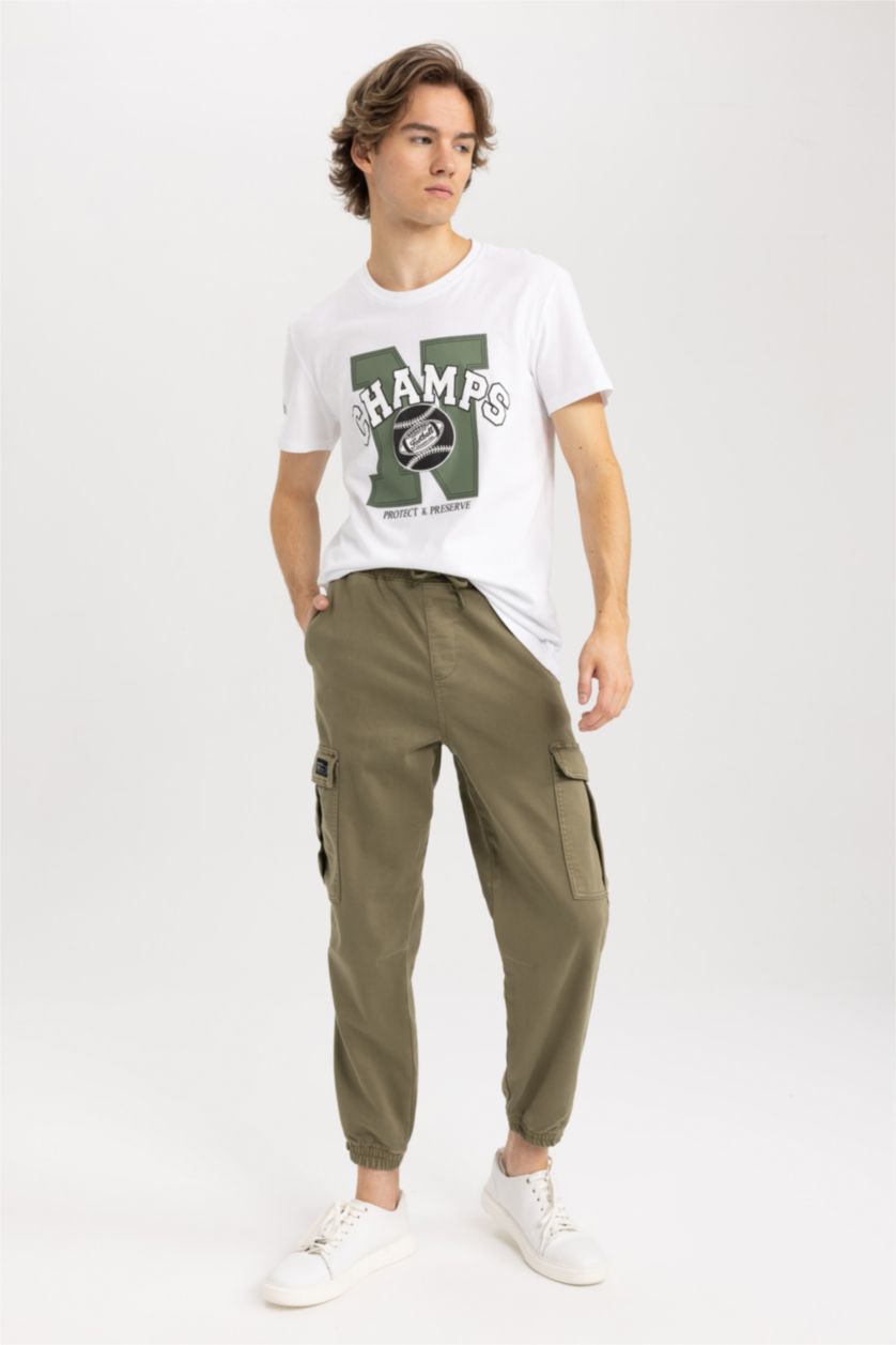 Erkek Haki Regular Kargo Jogger Pantolon