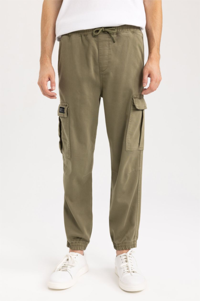 Erkek Haki Regular Kargo Jogger Pantolon