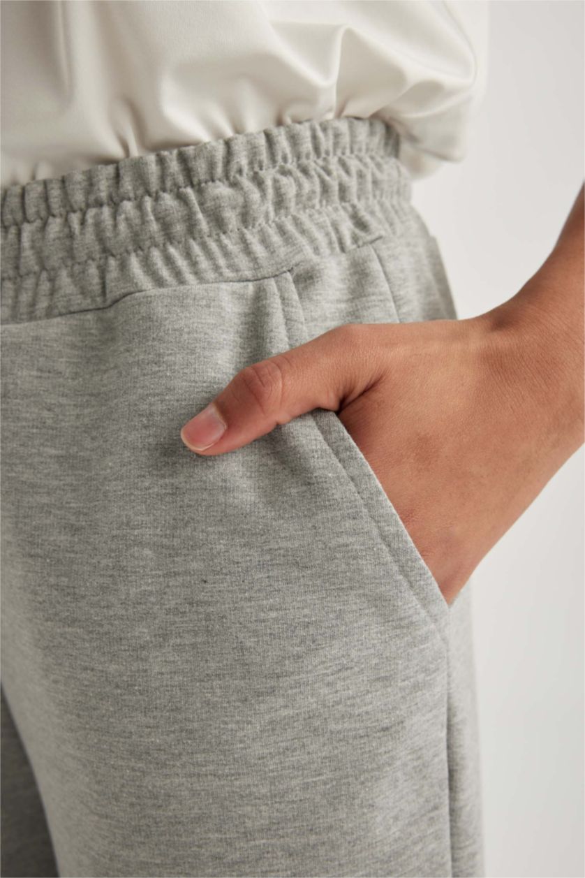 WOMAN Grey Melange Defacto Fit Standard Fit Printed Jogger Sweatpants