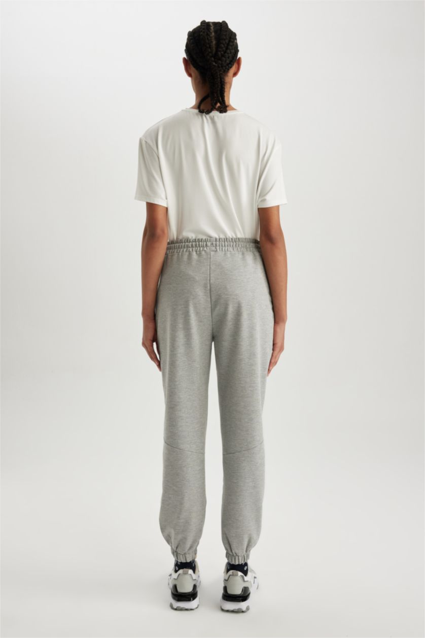 WOMAN Grey Melange Defacto Fit Standard Fit Printed Jogger Sweatpants