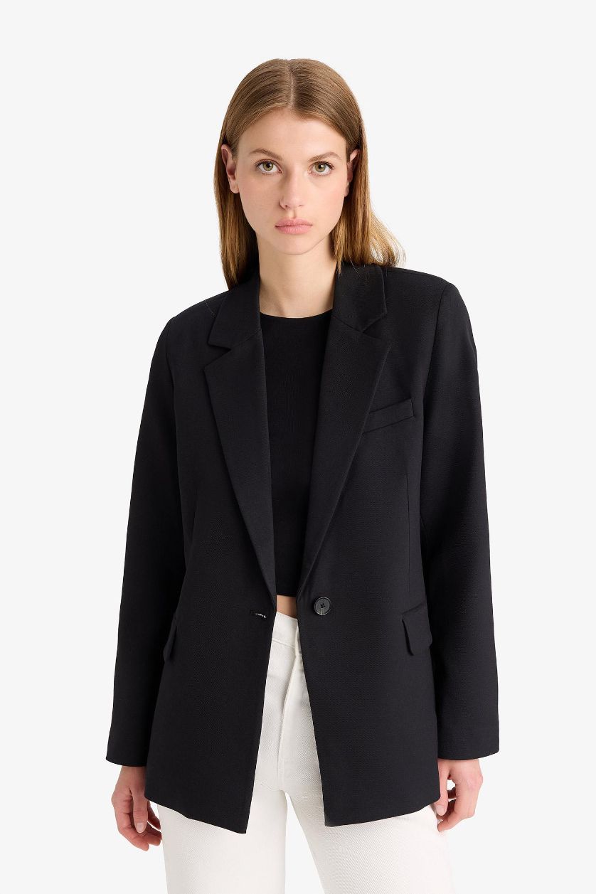 Әйелдерге қара Әйелдерге қалыпты пішім Блэйзер