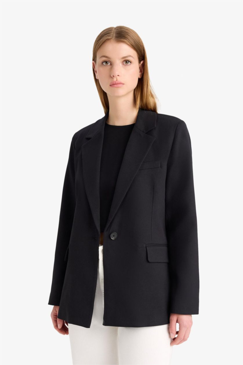 Әйелдерге қара Әйелдерге қалыпты пішім Блэйзер