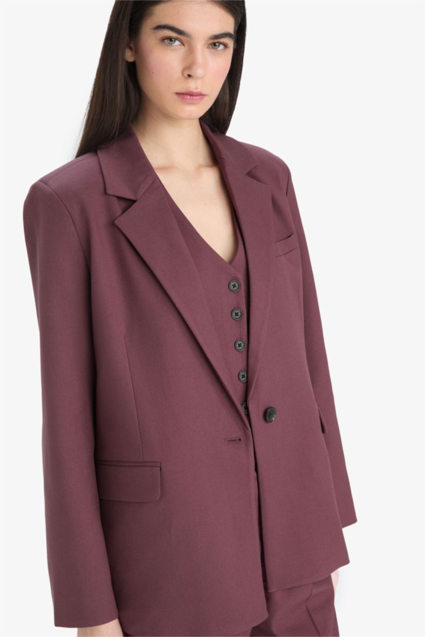 Әйелдерге Бордо Әйелдерге қалыпты пішім Блэйзер