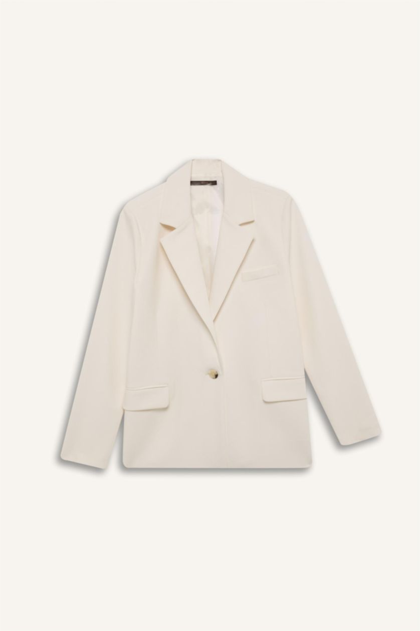 Женщины Бежевый Оверсайз Блейзер Куртка