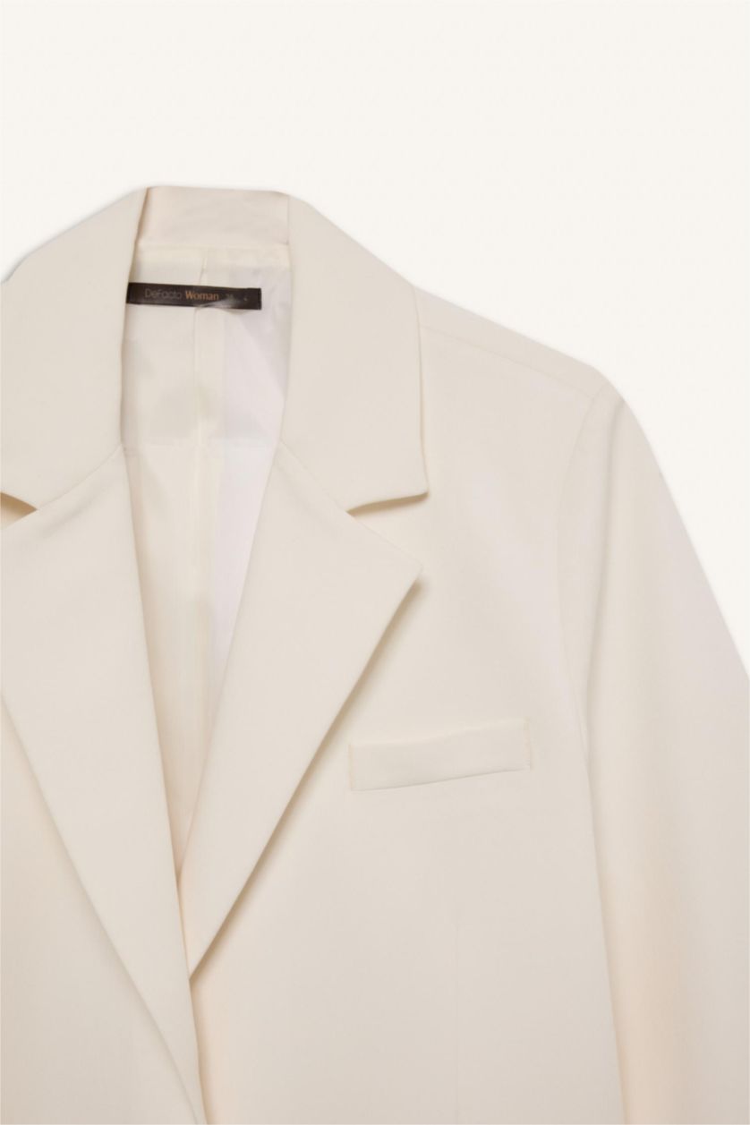 Женщины Бежевый Оверсайз Блейзер Куртка