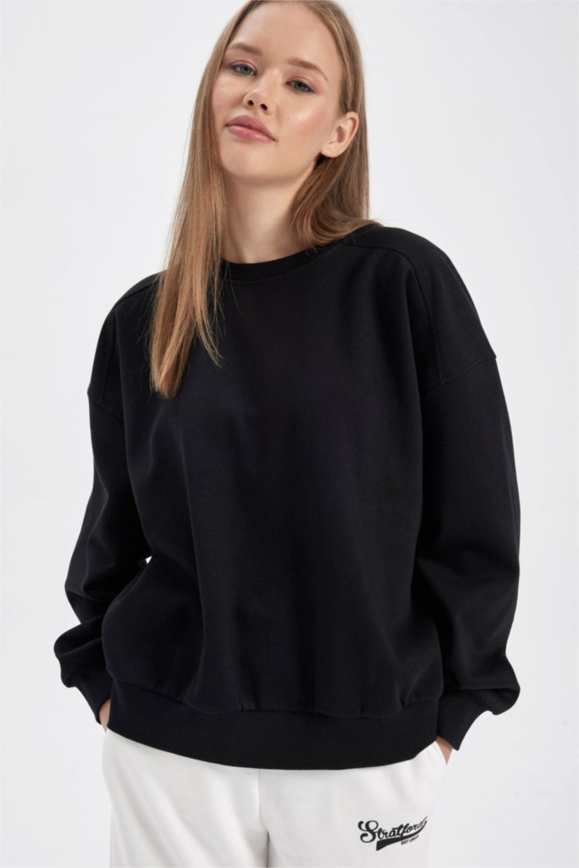 WOMAN Black Oversize Fit Sweatshirt