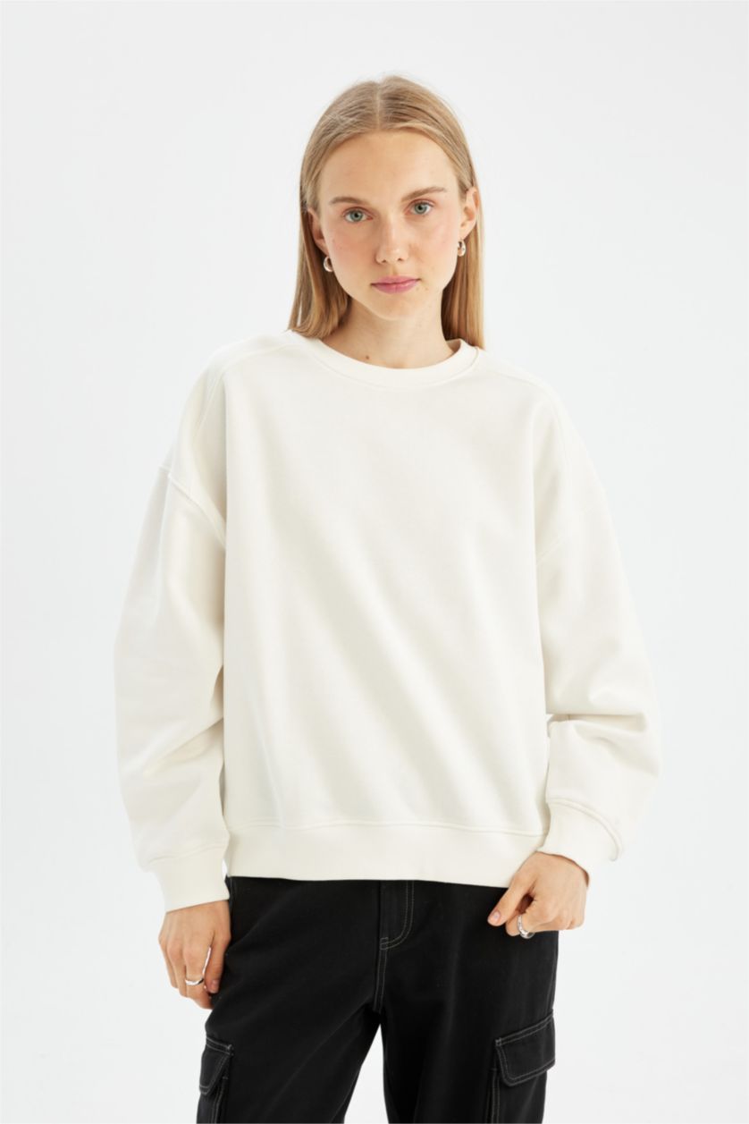 نساء اوف وايت Oversize Crew Neck Thick Basic Sweatshirt