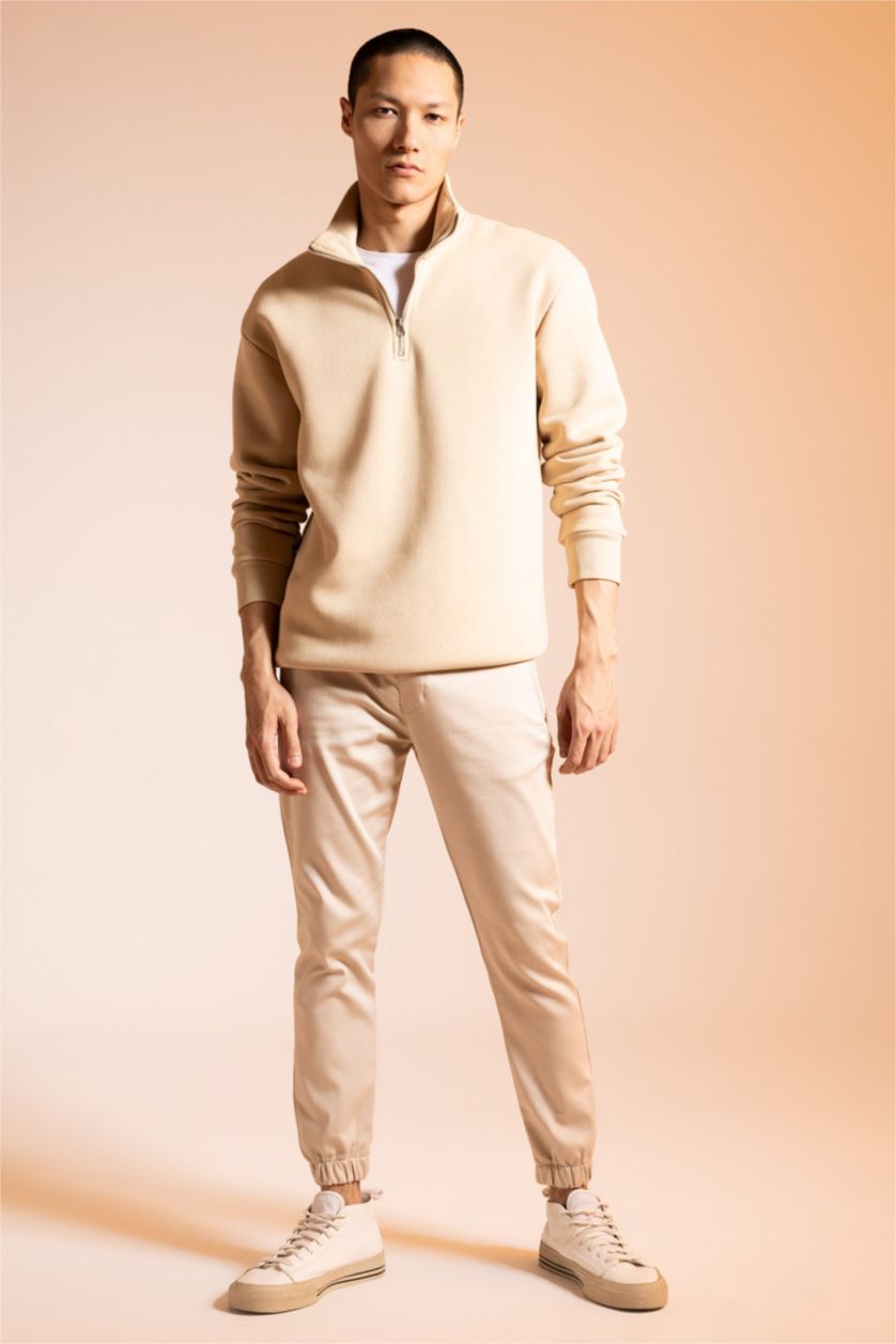 MAN Beige Comfort Fit Thick Sweatshirt Fabric Sweatshirt