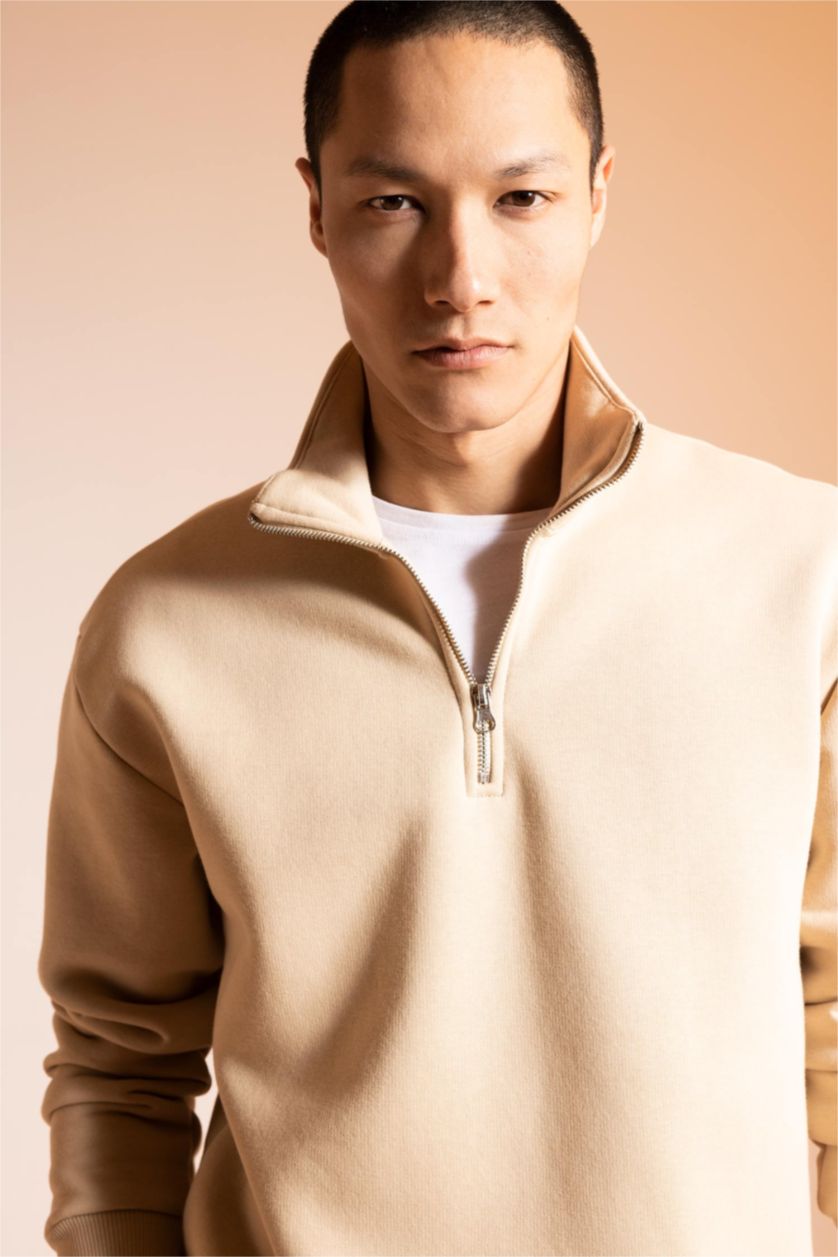 MAN Beige Comfort Fit Thick Sweatshirt Fabric Sweatshirt