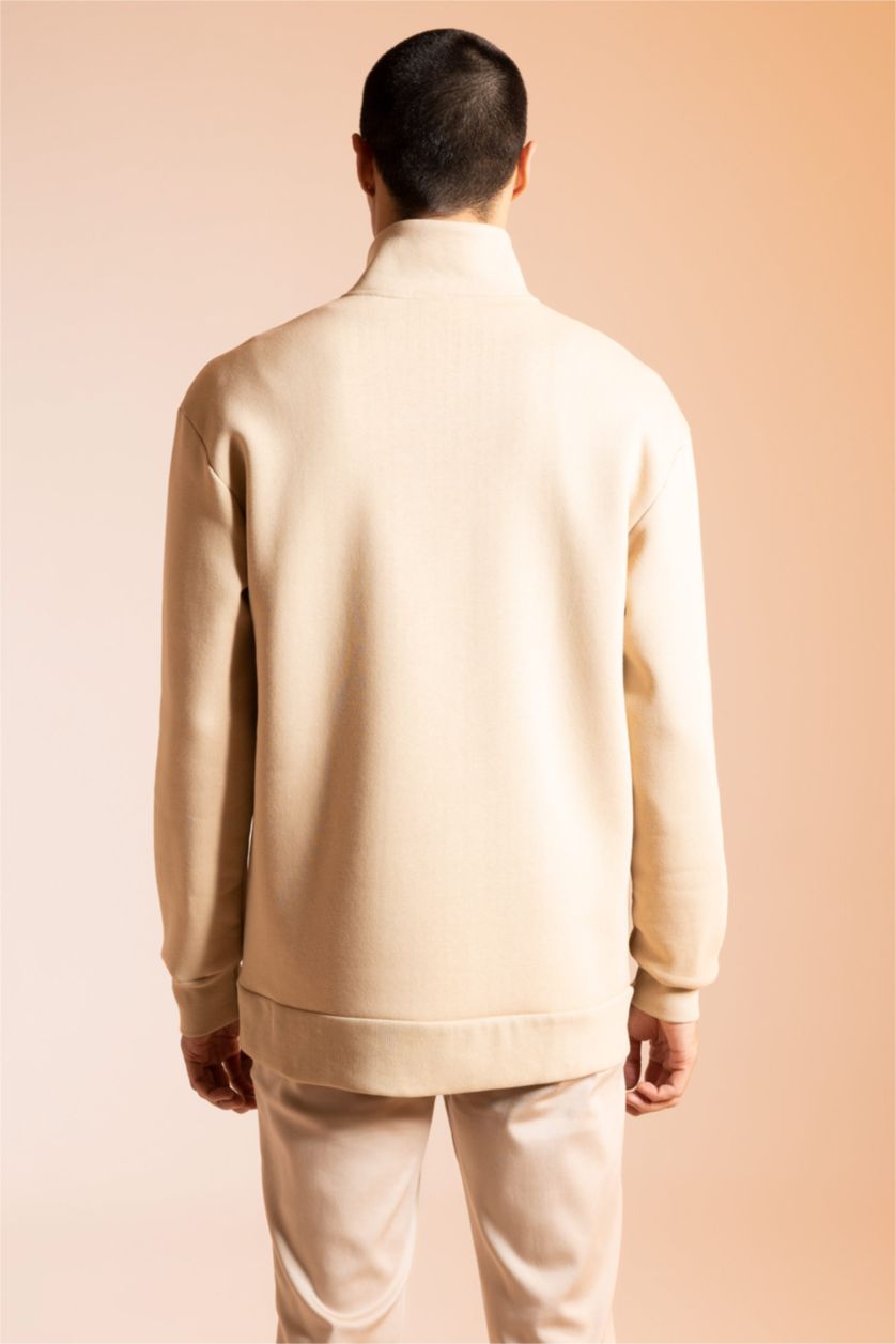MAN Beige Comfort Fit Thick Sweatshirt Fabric Sweatshirt