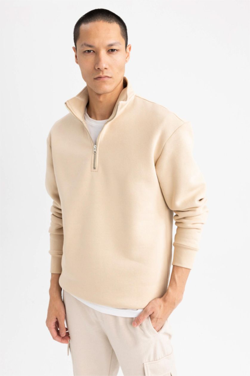 MAN Beige Comfort Fit Thick Sweatshirt Fabric Sweatshirt