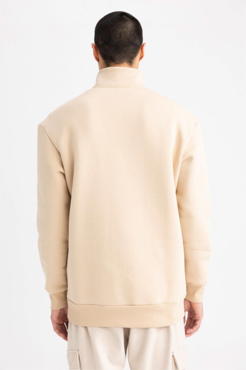 MAN Beige Comfort Fit Thick Sweatshirt Fabric Sweatshirt