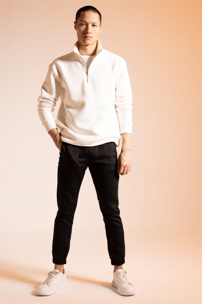 MAN White Comfort Fit Thick Sweatshirt Fabric Sweatshirt