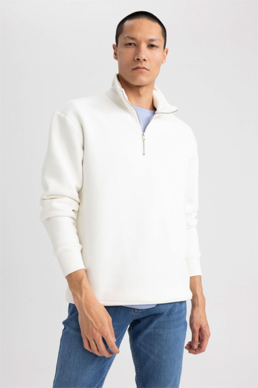 MAN White Comfort Fit Thick Sweatshirt Fabric Sweatshirt