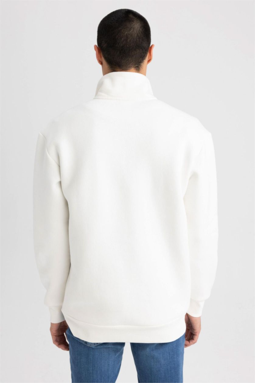 MAN White Comfort Fit Thick Sweatshirt Fabric Sweatshirt