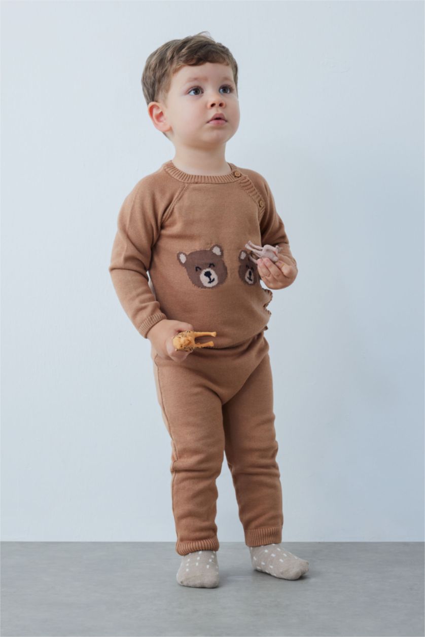 BÉBÉ GARÇON Marron Ensemble Coton Pour BéBé Garçon Col Rond Manche Longue - 2 Pièces