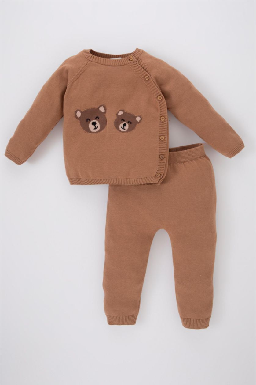 BÉBÉ GARÇON Marron Ensemble Coton Pour BéBé Garçon Col Rond Manche Longue - 2 Pièces