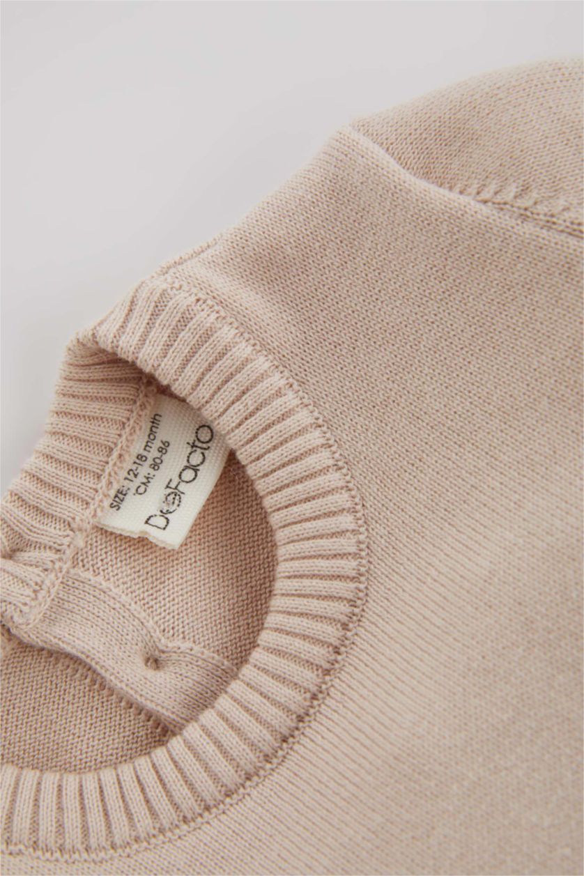 BABY GIRL Beige Cotton Regular Fit Crew Neck Jumpsuit