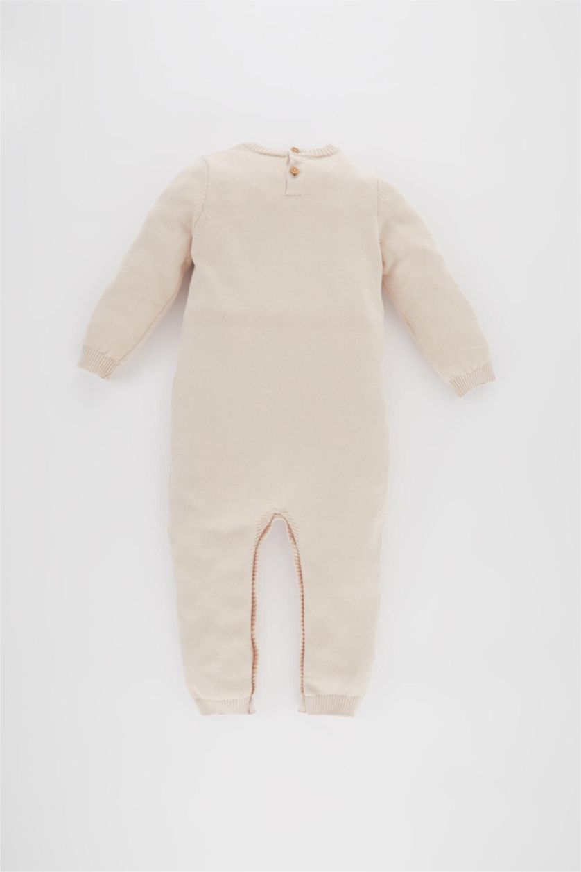 BABY GIRL Beige Cotton Regular Fit Crew Neck Jumpsuit