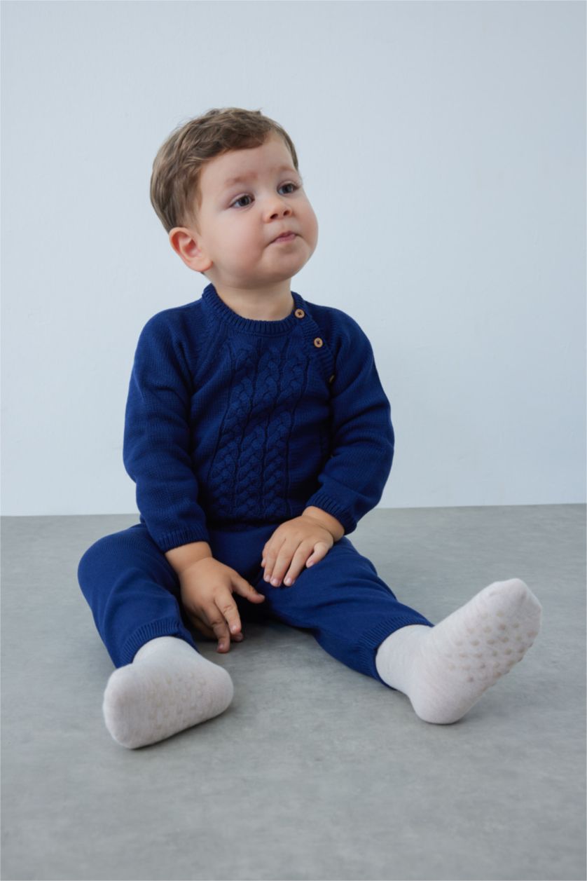 Erkek Bebek Lacivert Erkek Bebek Kazak Alt Triko 2'li Takım