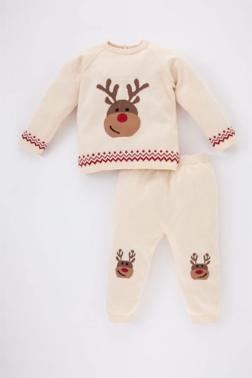 Малыши мальчики Песочный Комплект из 2-х вещей новогодний с принтом из тонкой ткани для малышей мальчиков