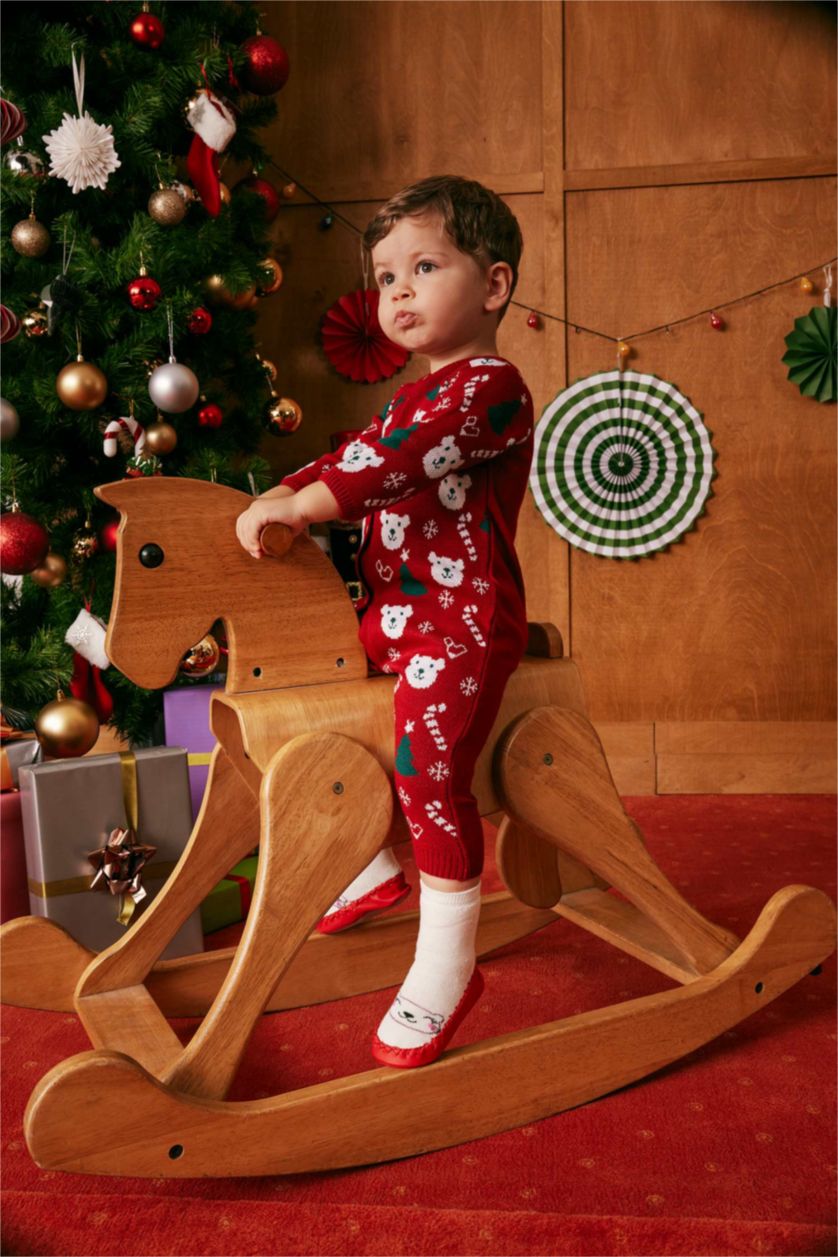 BABY BOY Red 2 piece Regular Fit Crew Neck Jumpsuit