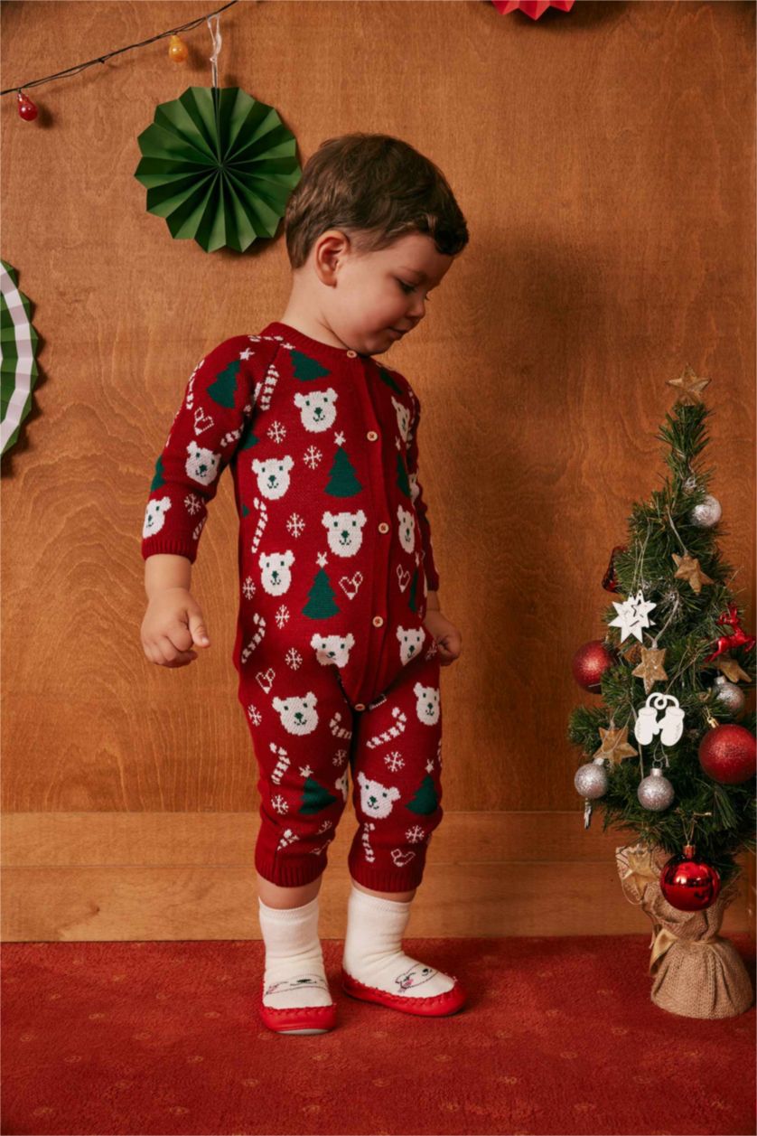 BABY BOY Red 2 piece Regular Fit Crew Neck Jumpsuit