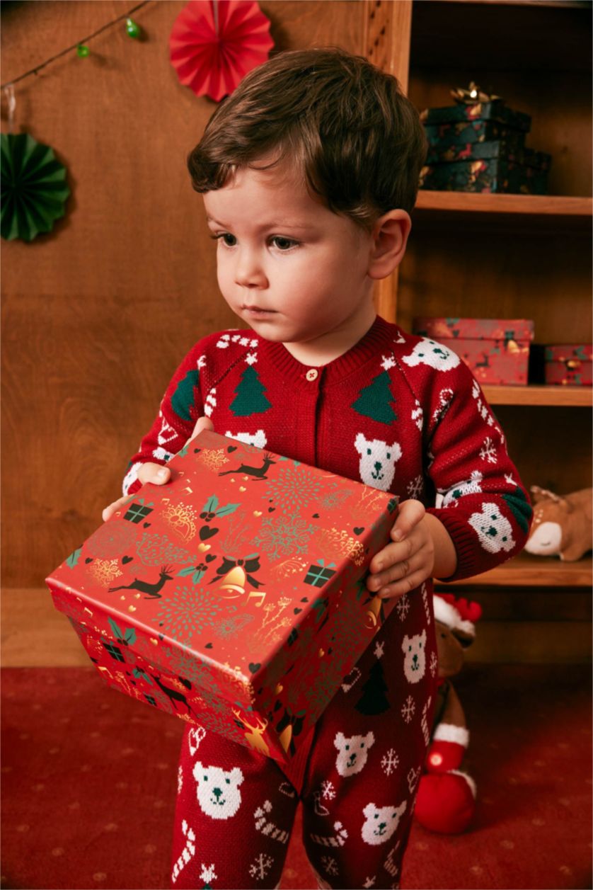 BABY BOY Red 2 piece Regular Fit Crew Neck Jumpsuit