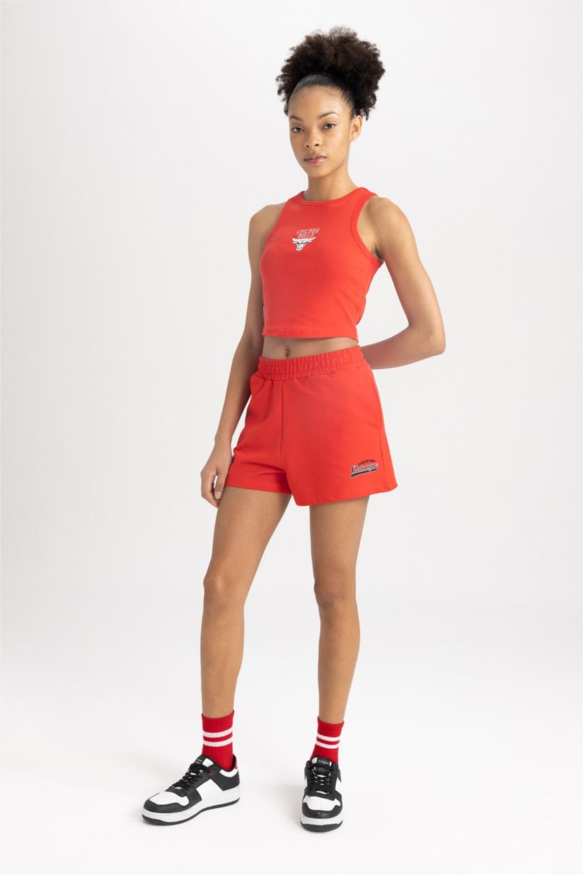 FEMME Rouge Short de sport Coupe Standard