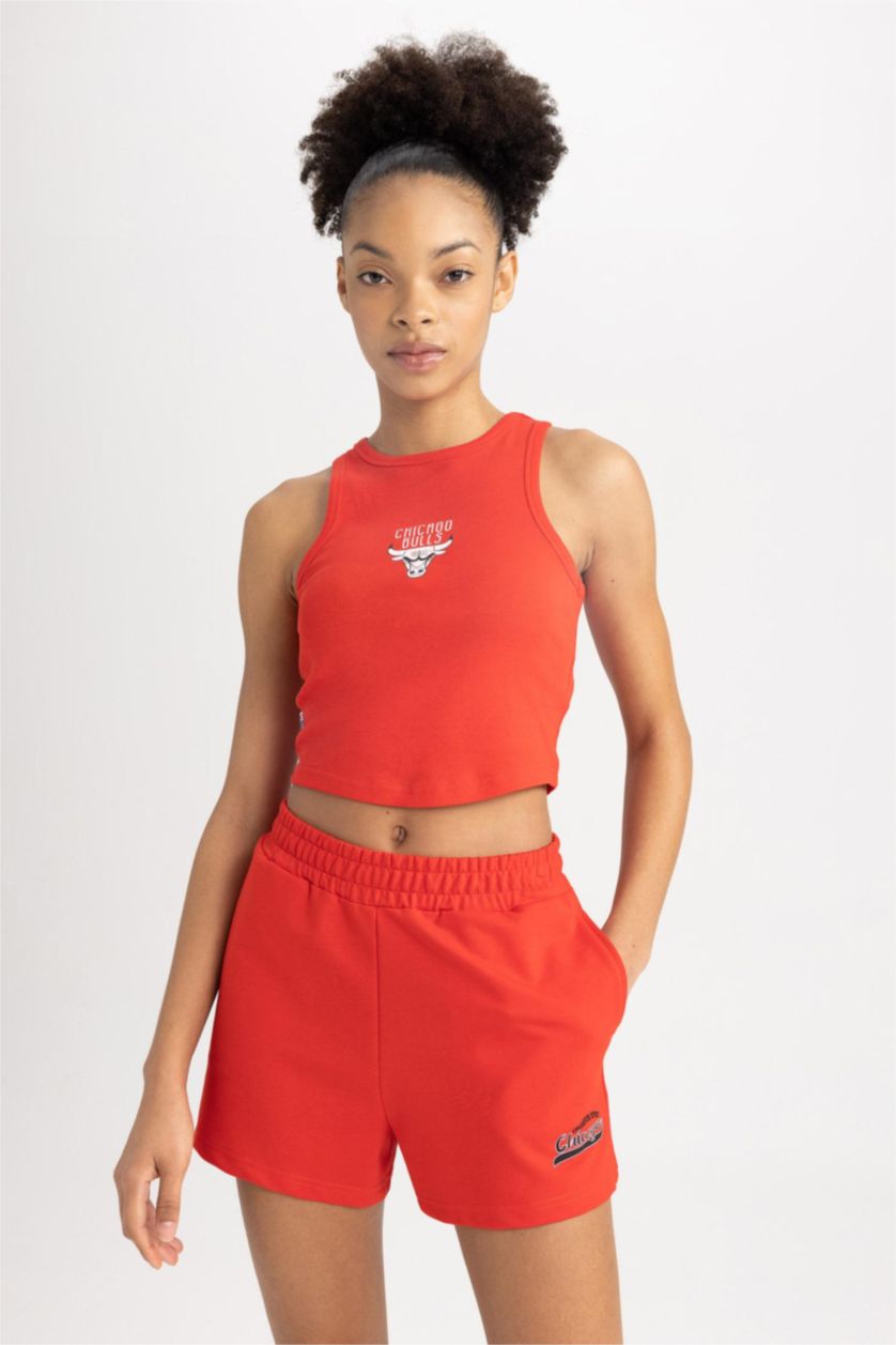 FEMME Rouge Short de sport Coupe Standard