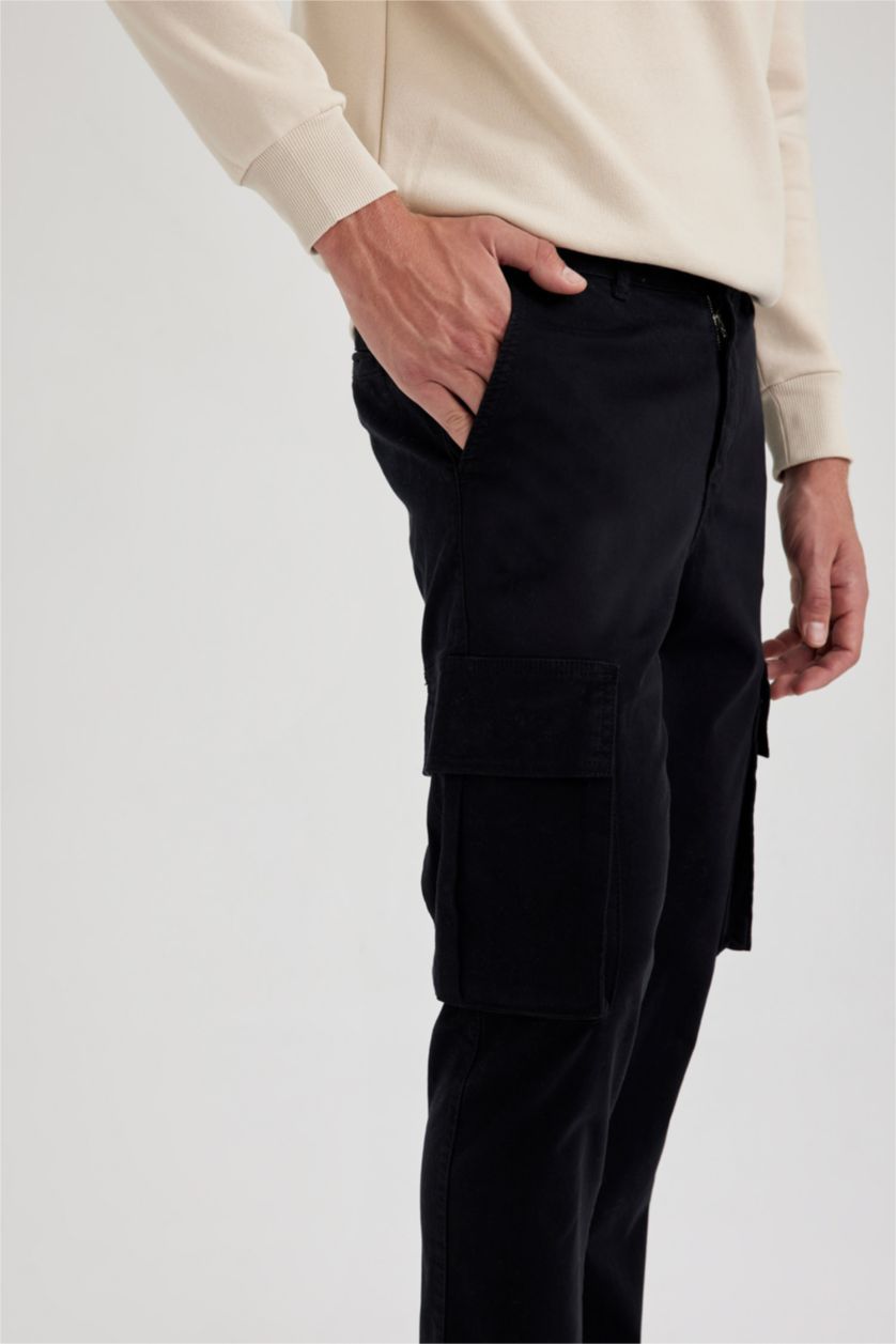 MAN Black Slim Fit Cargo Pocket Trousers