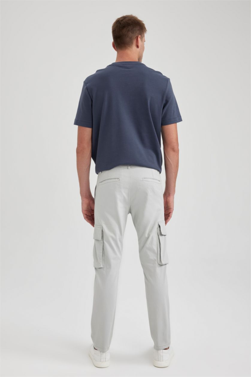 رجالي رمادي فاتح بنطلون جبردين سليم فيت بجيب كارجو