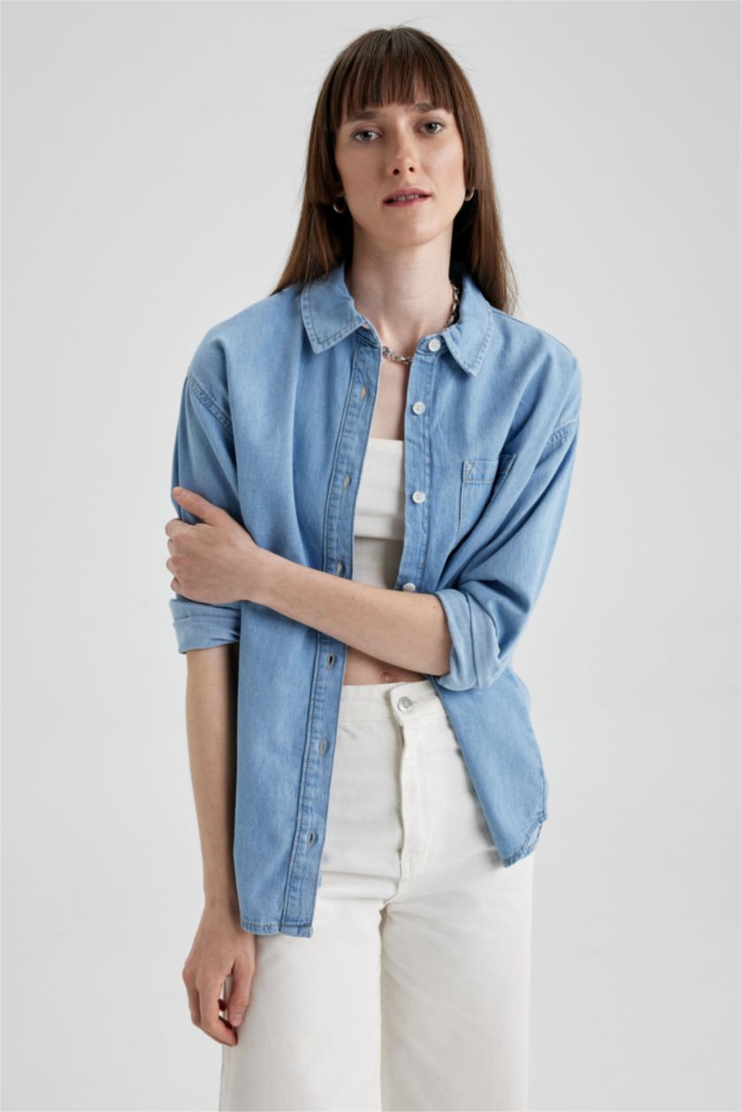 FEMME BLEU Clair Chemise Jean