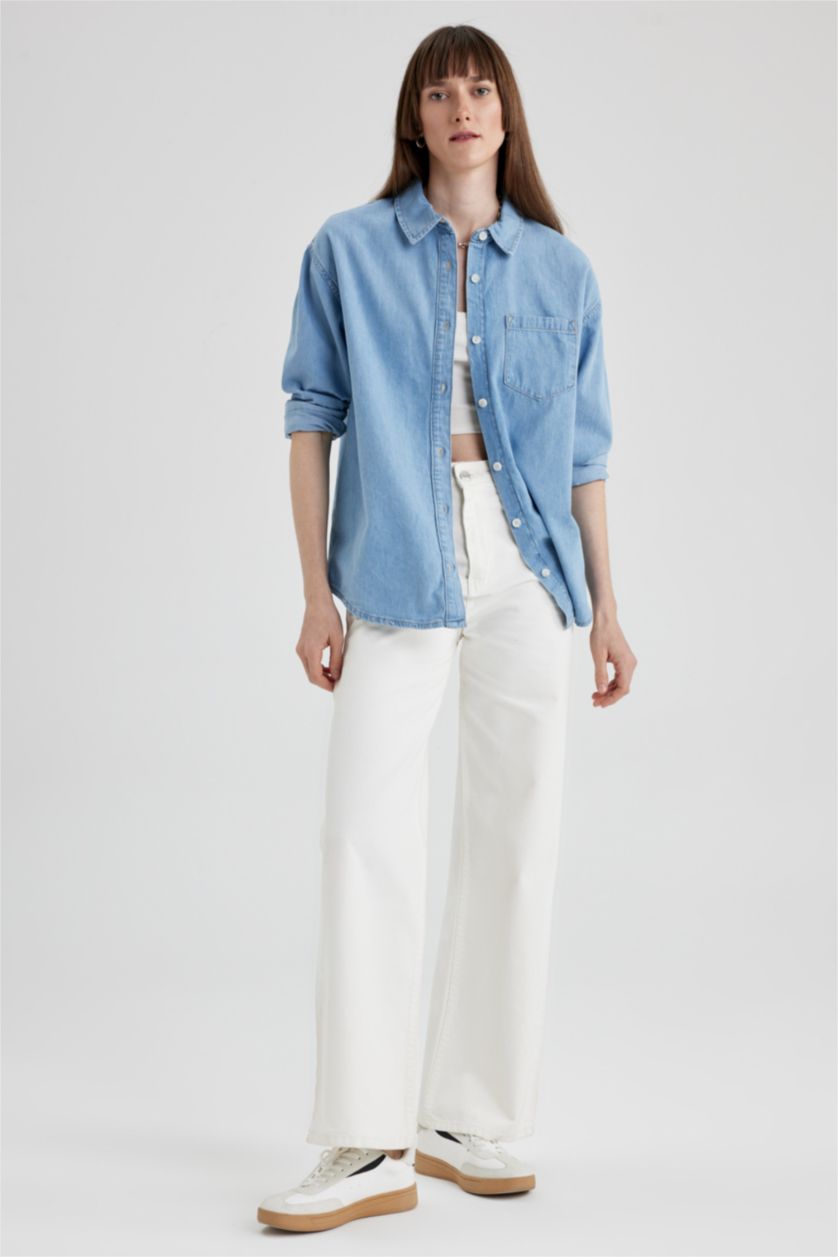 FEMME BLEU Clair Chemise Jean