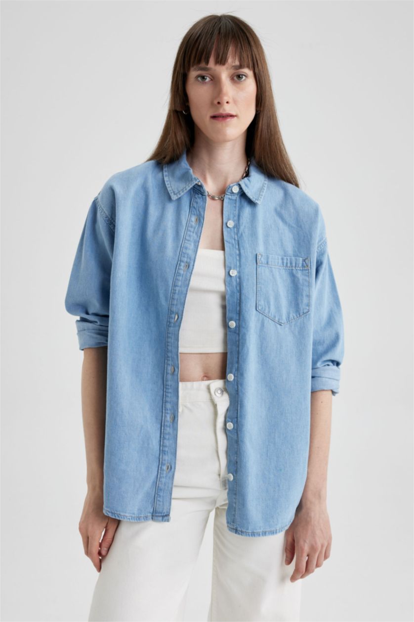 FEMME BLEU Clair Chemise Jean