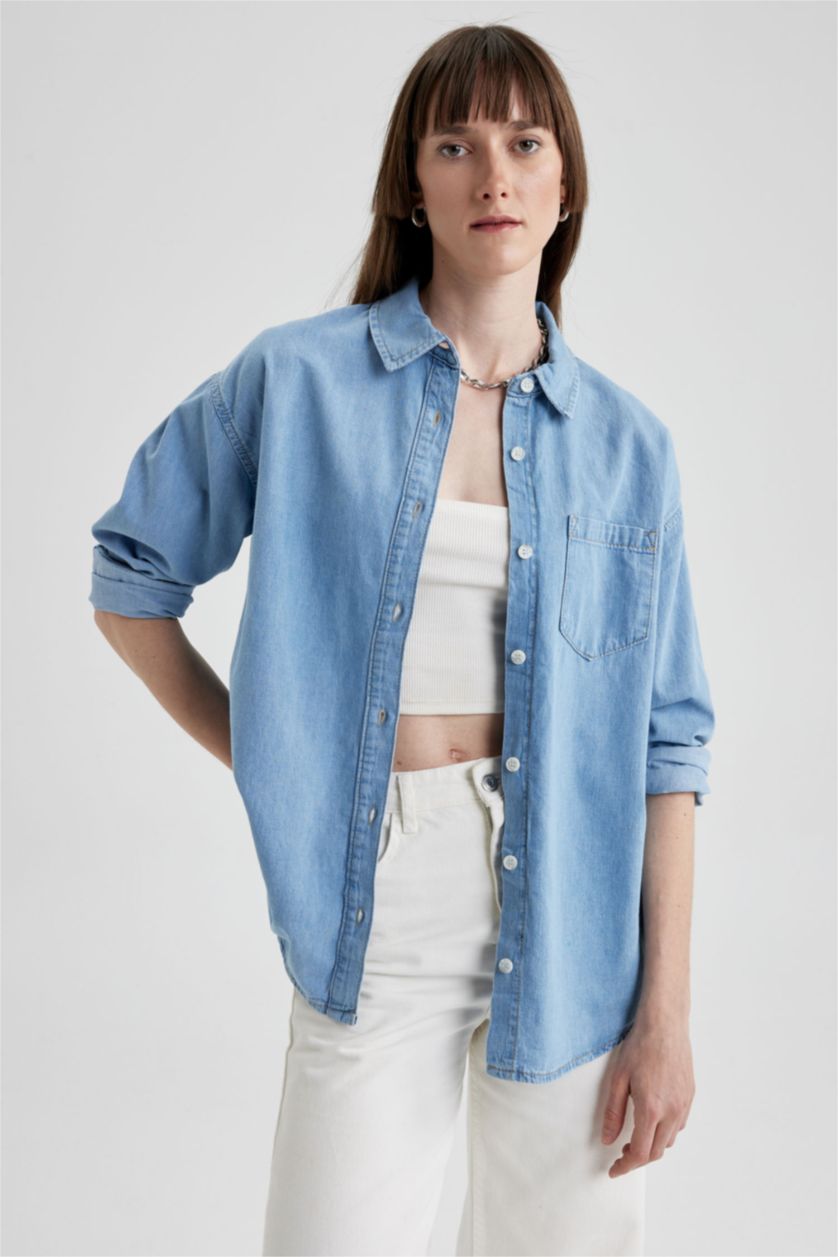 FEMME BLEU Clair Chemise Jean