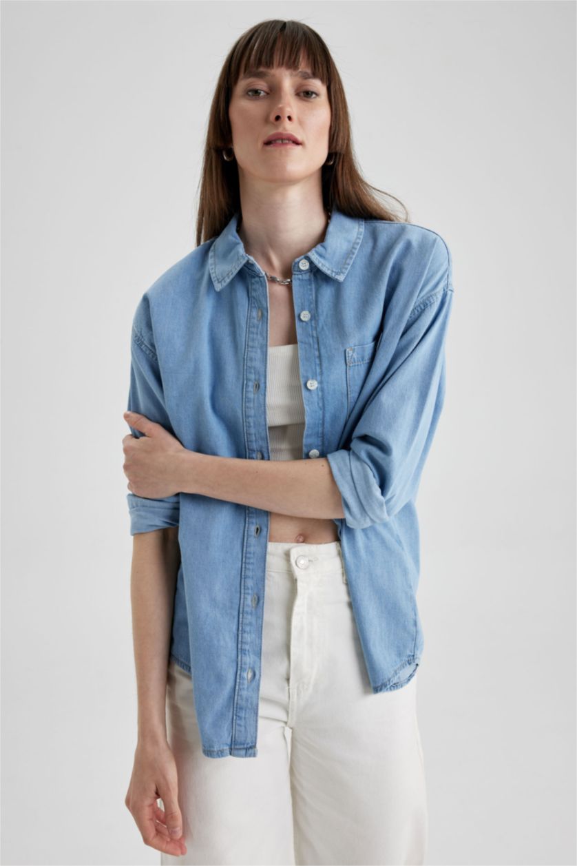 FEMME BLEU Clair Chemise Jean