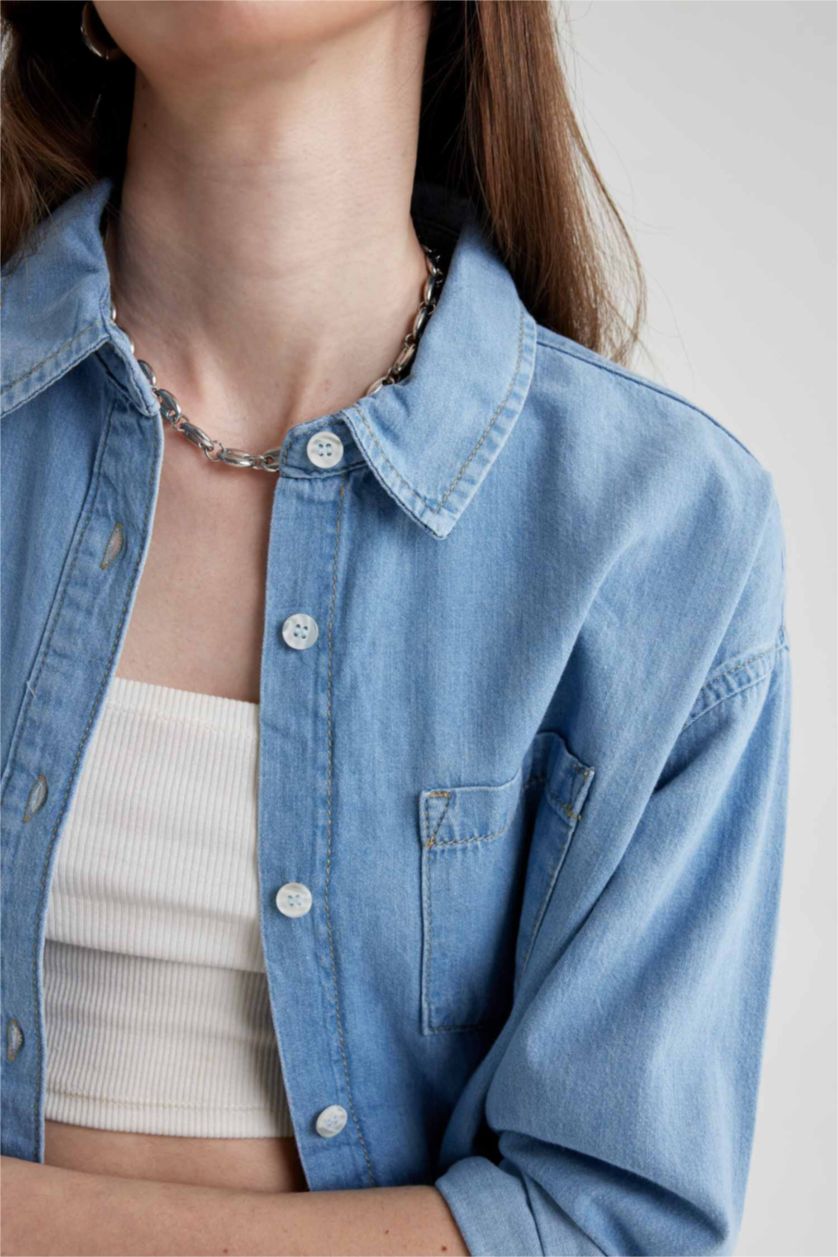 FEMME BLEU Clair Chemise Jean