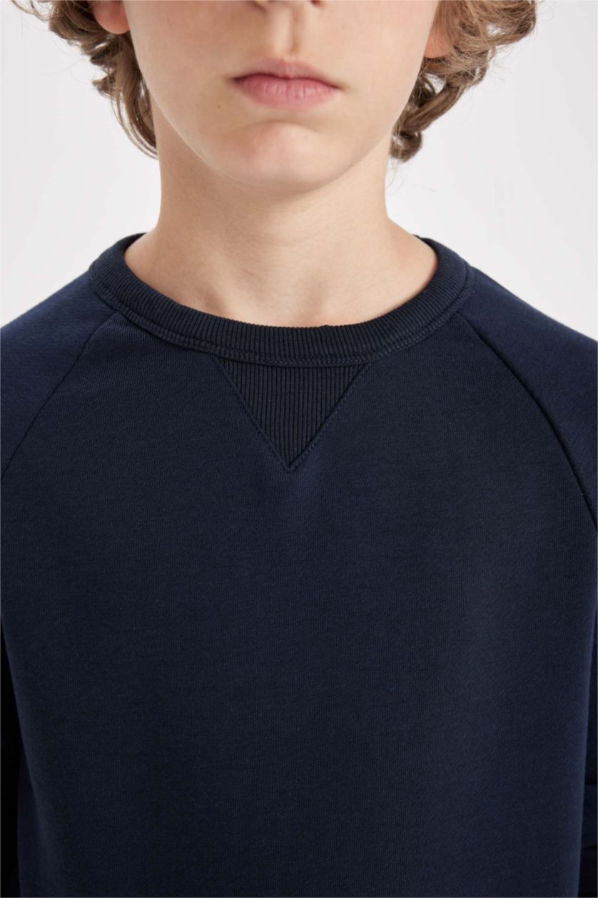 Мальчики и подростки Синий Свитшот базовый с круглым вырезом для мальчиков, Школьная коллекция