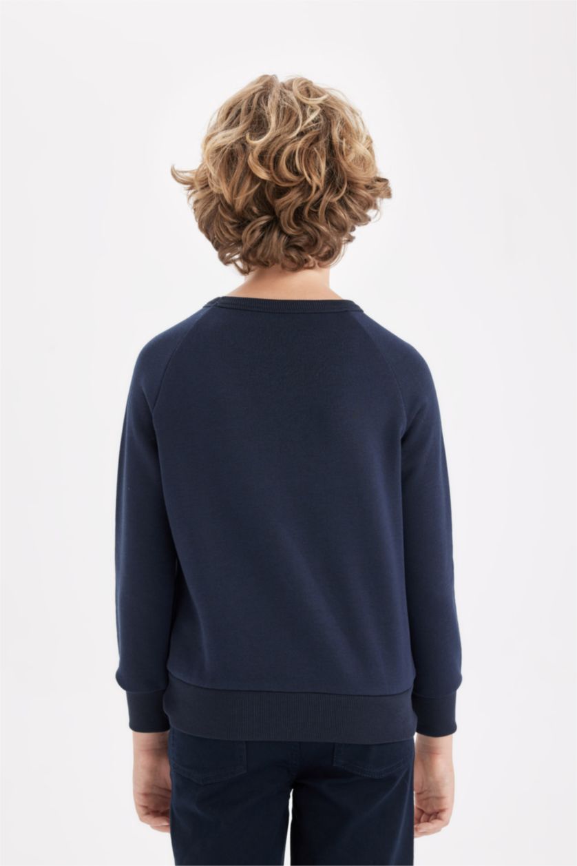 Мальчики и подростки Синий Свитшот базовый с круглым вырезом для мальчиков, Школьная коллекция