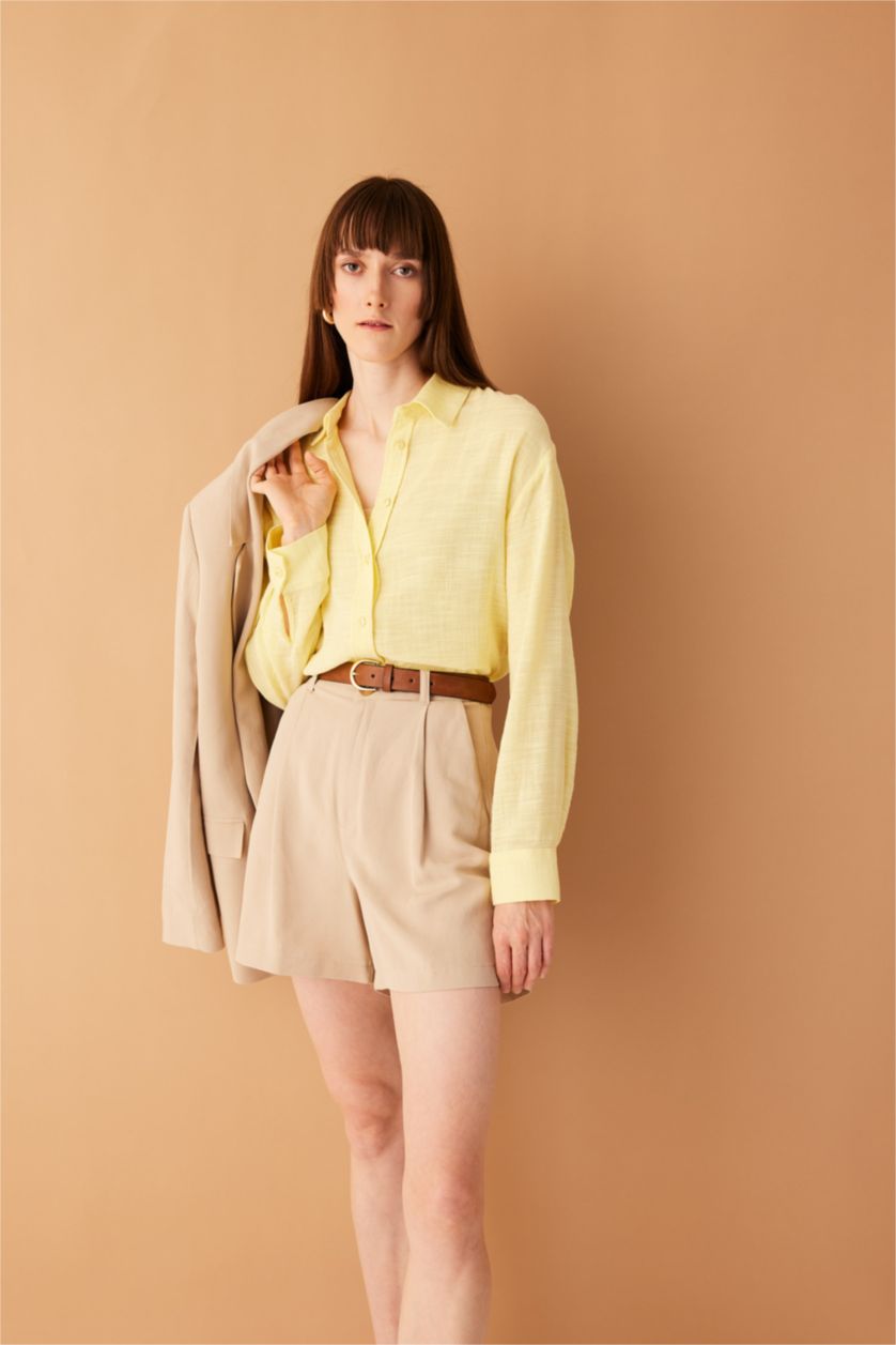 FEMME Jaune Chemises à manches longues Look Lin Col De Chemise